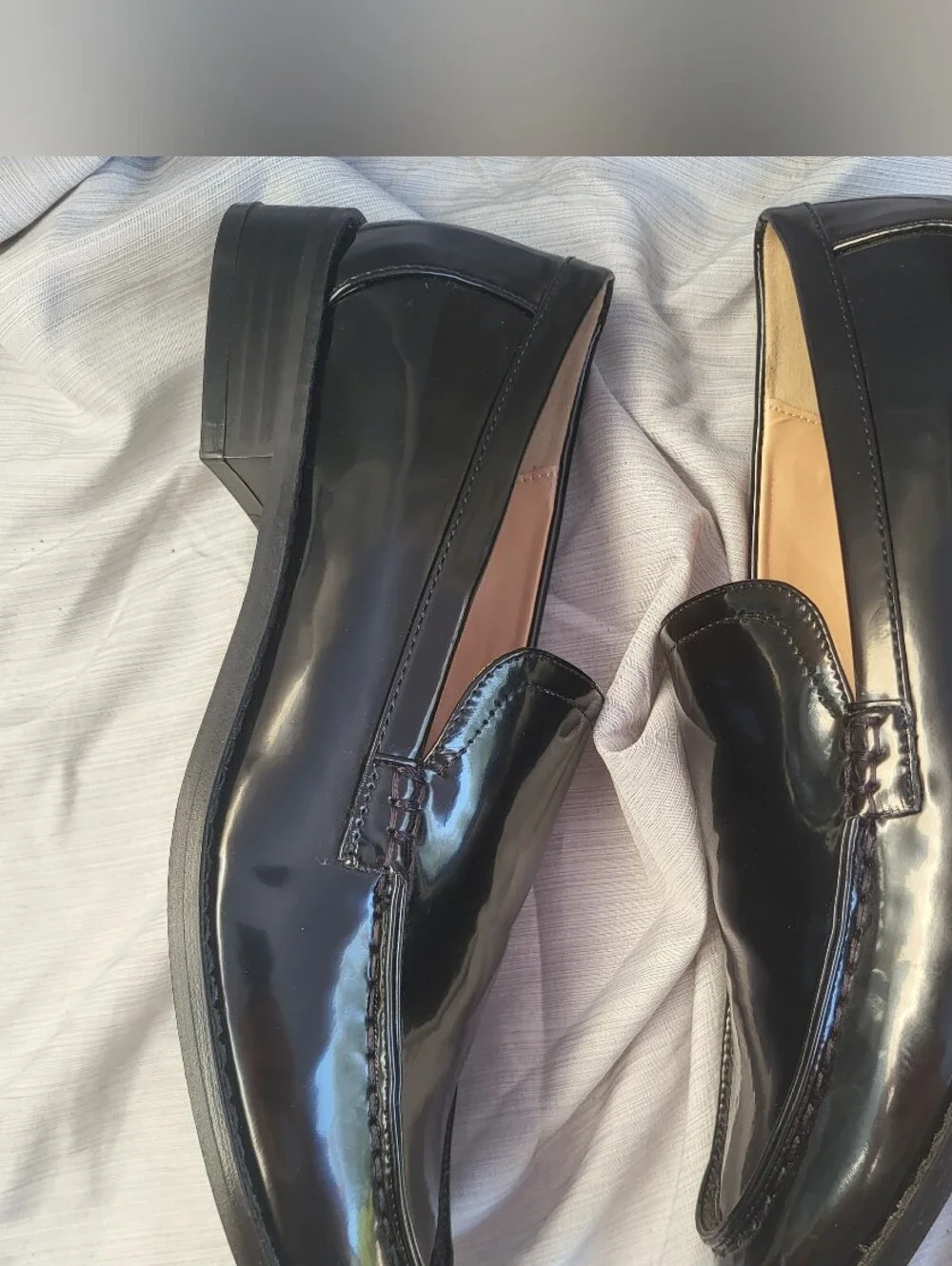 Rag & Co Corleone black Pleather Stacked Heel Loafers womens size 8.5 NEW
